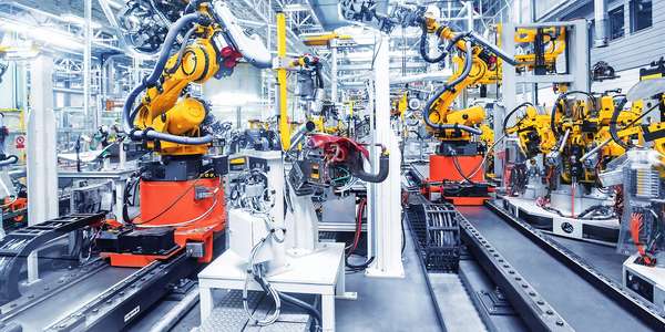 114525500 robot arm technology factory plant Bkgrd mono Auto stock 1