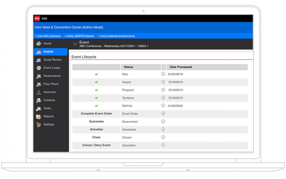 Infor SCS 直观的活动管理解决方案用户界面软件为用户提供支持的屏幕截图。